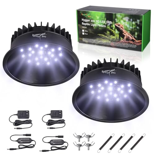 UVB Light for Reptiles, UVA UVB Reptile Light Fixture with Timer LED UVB Bulb for Bearded Dragon Gecko Turtle Chameleon Lizard, 2 Pack Adjustable Brightness UVB Lamp for Reptile Tank Accessories Black - color: Black, size: 2 Pack