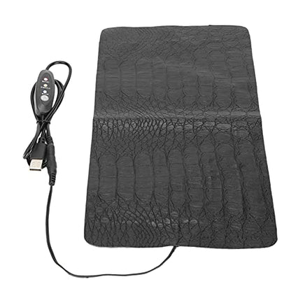 Reptile Heating Pad, 3 Level Temperature Adjustment Cold Silicone Wire Reptile Heat Mat, Terrarium Heating Pad with USB Powered PU Leather Surface for Tortoises Snakes (Large Size) - size: Large Size