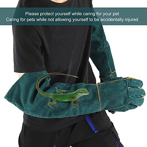 Reptile Handling Gloves for Animal Care – Durable Split Leather Anti Bite Protection for Birds Falcons Snakes and Dogs