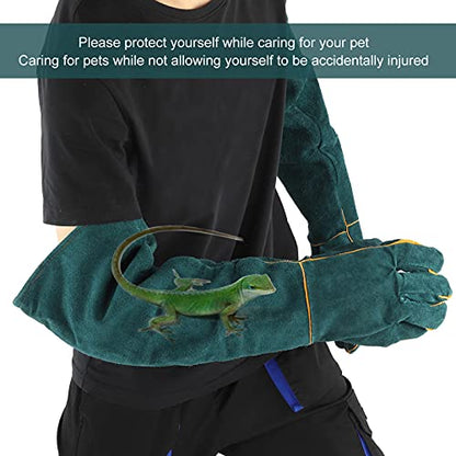 Reptile Handling Gloves for Animal Care – Durable Split Leather Anti Bite Protection for Birds Falcons Snakes and Dogs