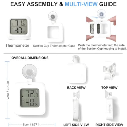 Suction Cup Reptile Thermometer Hygrometer,Large Screen °F/°C Temp&Humidity Gauge for Terrarium Tank Enclosure,Strong Hold,for Gecko,Bearded Dragon,Snake,Tortoise,Hermit Crab,Jumping Spider (1 White) - color: 1 White
