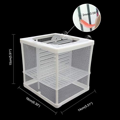 Senzeal Aquarium Fish Breeder Box Fish Fry Hatchery Incubator Net Nylon Isolation Mesh with 3pcs Pipette(Small) - size: Small
