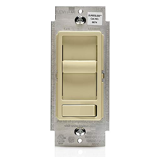 Leviton SureSlide Dimmer Switch for Dimmable LED, Halogen and Incandescent Bulbs, 6674-P0I, Ivory - color: Ivory