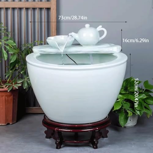Small Fish Tank White Ceramic Fish Tank Water Tank Balcony Landscaping Water Circulation Office Living Room Ancient Fish Farming Large Tank Fish Tank Kit(XL) - size: Xl