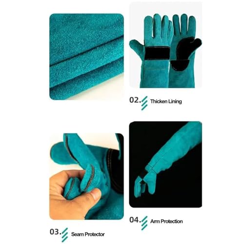 Compatible for Multi-Function Ultra Long Leather Anti-Bite Safety Gloves Protective for Pet & Reptile Handling - color: 45cm
