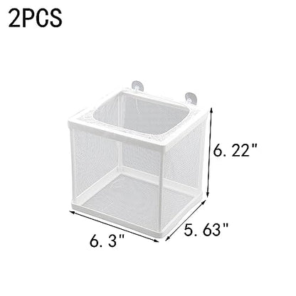 MY MIRONEY 6.3" x 5.63" x 6.22" Fish Incubator Mesh Box Aquarium Breeder Box White Nylon Mesh Juvenile Fish Separation Net Fry Hatchery with Suction Cups Pack of 2 - style: 6.3" x 5.63" x 6.22"; White; without Divider