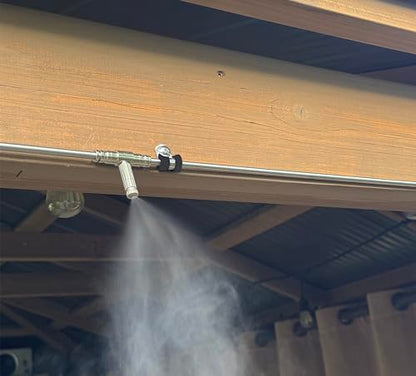 App Controlled High Pressure Misting Mister System Kit 1000 PSI Stainless Steel Tubing DIY Patio Greenhouse (70' w/ 35-.008" Nozzles for Very Hot Dry Climates, Stainless Steel Tubing) - style: 70' w/ 35-.008" Nozzles For Very Hot Dry Climates