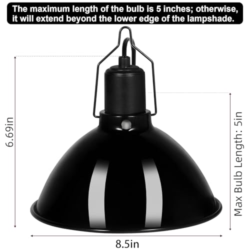 DXOPHIEX 8.5inch Dome Reptile Heat Lamp Reptile Light Fixture UVB Light Fixture Max 150W for Bearded Dragon, Turtles, Snake and Lizard Terrarium - size: 8.5inch
