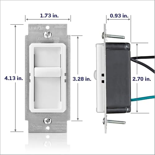 Leviton SureSlide Dimmer Switch for Dimmable LED, Halogen and Incandescent Bulbs, 6672-1LW, White - color: White