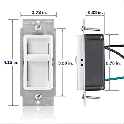 Leviton SureSlide Dimmer Switch for Dimmable LED, Halogen and Incandescent Bulbs, 6672-1LW, White - color: White