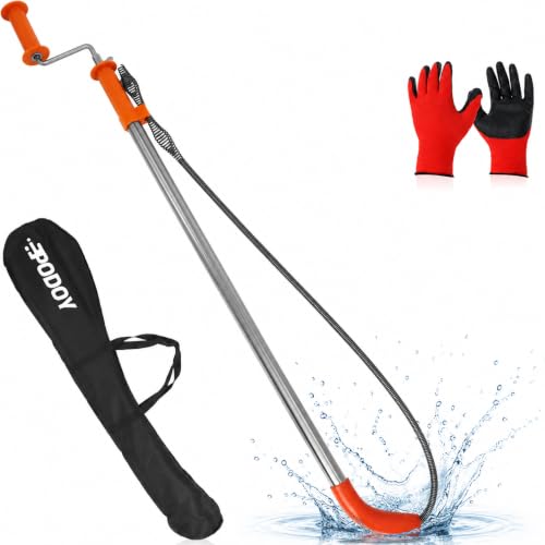 Toilet Auger 6FT - DIY Toilet Snake Drain Clog Remover Tool for Unclogging, Closet Auger Toilet Snake 6 FEET for Use Manually or with Drill, No Plumber Needed for Heavy Toilet Blockages - color: Orange (6FT)