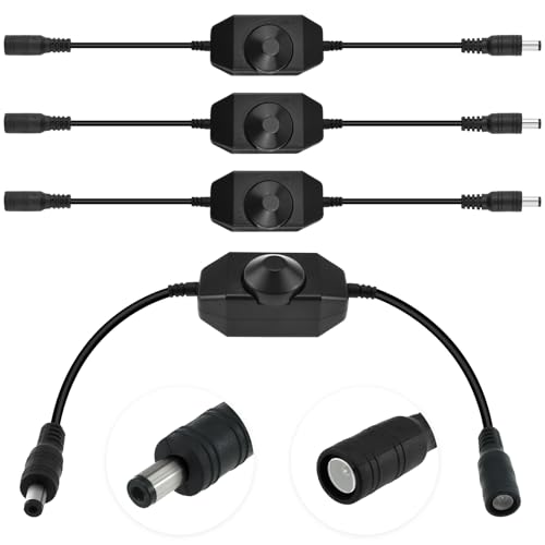 4 Pcs DC12V-24V LED Strip Lights Dimmer Switch, PWM Rotary Dimmer Controller, LED Tape Dimmer Controller for Strip Lights,LED Rope Light 3528 5050 5630 2835 (Black)