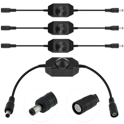 4 Pcs DC12V-24V LED Strip Lights Dimmer Switch, PWM Rotary Dimmer Controller, LED Tape Dimmer Controller for Strip Lights,LED Rope Light 3528 5050 5630 2835 (Black)