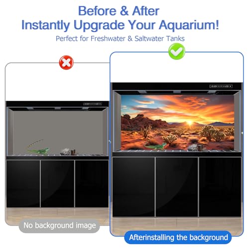 Aquarium Background & Terrarium Background – Ultra HD Static Cling, Tape-Free, Desert Sunset Design for Reptile Tank Decorations, Perfect for Bearded Dragon and Leopard Gecko Tanks 17.7 X 47.2 Inches - size: 17.7 X 47.2 Inches
