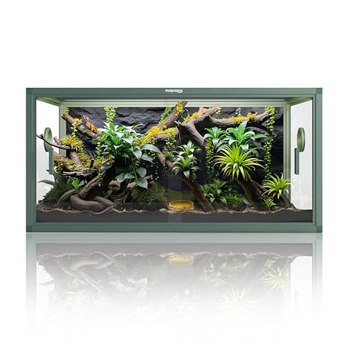Phailozoo 50 Gallon Reptile Enclosure, Colorful Aluminum Frames Reptile Tank Assemble Within 6 Steps, Rust Proof Mesh Top for Air Circulation & Light Penetration, Dual Grommets for Multiple Wire Use - color: Earthy Green, size: 50 Gallon