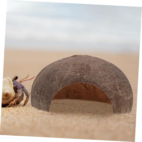 Abaodam Coconut Shell Shelter Reptile Hideout Cave for Leopard Gecko Accessories Bearded Dragon Aquarium Hide Easy to Clean
