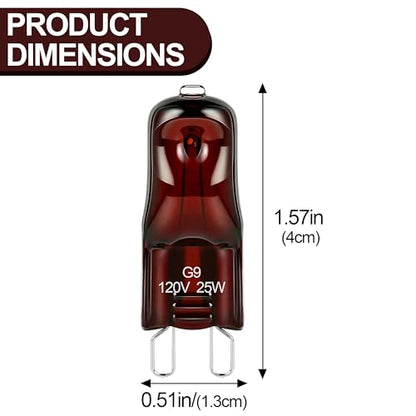 G9 UVA 25W Halogen Bulb for Reptile Heat Lamp,Night Red Heat Lamp for Bearded Dragon Gecko Turtle Lizard，2 Pack