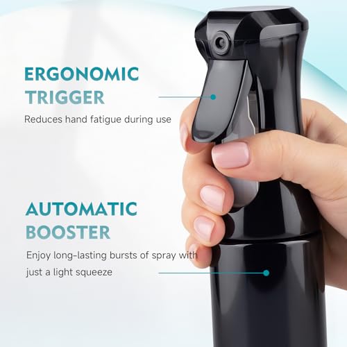 Continuous Spray Bottle, 6.8 OZ Hair Spray Bottles, Ultra-Fine Mister Spray Bottle for Hairstyling, Cleaning, Plants, Pets, Salons, and More (1 Pack) - color: Whole Black