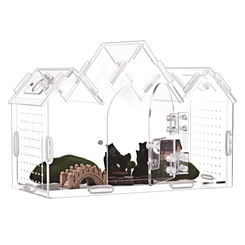 360 Degree Clear Views Reptiles Terrarium Box Ventilated Design Tanks House for Quick Maintenances and Plant Display Use Reptiles Habitat House
