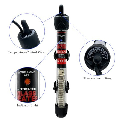 Fish Tank Aquarium Heater - Adjustable Temperature Submersible Thermostat Heater,25W/50W/100W/150W/200W/300W - size: 100W
