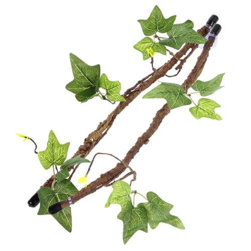 COLLBATH 2Pcs Simulation Rattan Vines for Reptile Habitat Decor Durable Creeper Vines with Suction Cups for Lizards Geckos Chameleons and More