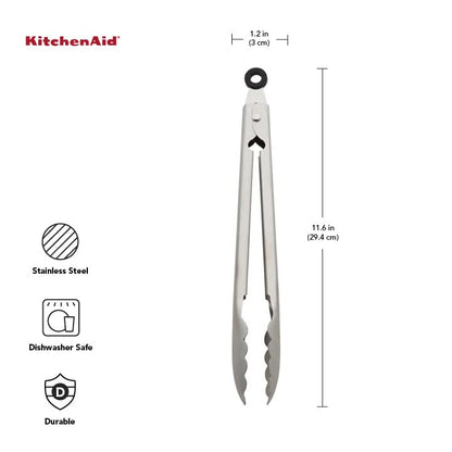 KitchenAid Stainless Steel Utility Tongs,12 Inch,(Pack of 12) - color: Stainless Steel, size: 11.6 Inches (Pack of 12)