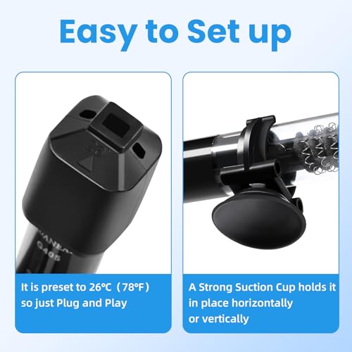 AQUANEAT Aquarium Heater, 25W Small Betta Fish Tank Heater, Mini Preset Water Thermostat with a Thermometer - size: 25W