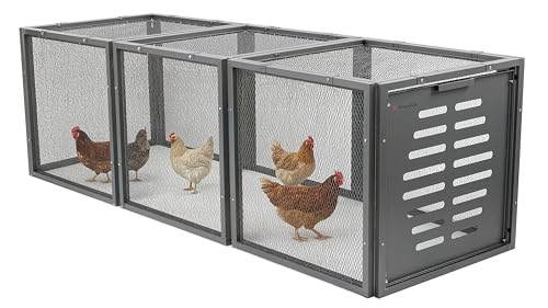 A Anleolife Chicken Tunnel, 20.8 inch Wide Heavy Duty Metal Chicken Coop, Predator Proof Modular Extension Chicken Run for Outside Poultry Coop as Hens, Rabbits, Ducks and Small Pets (20.8" - 1 Set)