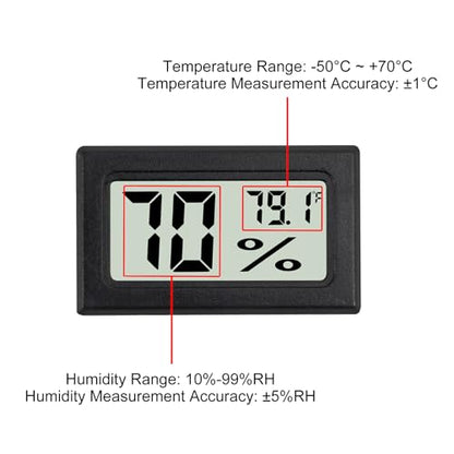 3Pcs Mini Digital Thermometer Hygrometer Electronic Temperature Humidity Gauge Meters Indoor LCD Display Fahrenheit for Greenhouse,Garden,Car Cellar and Office - color: Black-3PCS