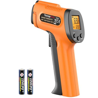 TempPro TP30 Infrared Thermometer Gun, Laser Thermometer for Cooking, Pizza Oven, Griddle, Engine, HVAC, Temperature Gun with Adjustable Emissivity & Max Measure -58°F ~1022°F, Gift for Dad Husband - style: 1 Laser & D:S 12:1