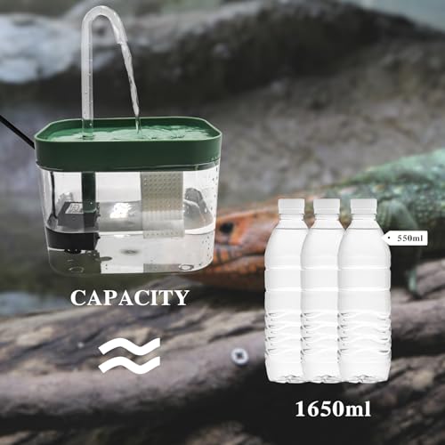 Bearded Dragon Water Bowl with Filtration System Lizard Drinking Fountain Reptile Tank Habitat Waterfall for Small Pet Leopard Gecko, Chameleon, Snake (Clear) - color: Clear