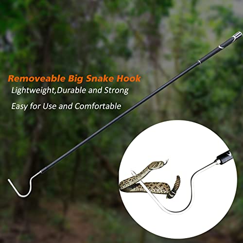 High-Carbon Snake Hook Reptile Stick Tongs Grabber Pick-up Handling Tools for Catching Controlling or Moving Snakes, 49in