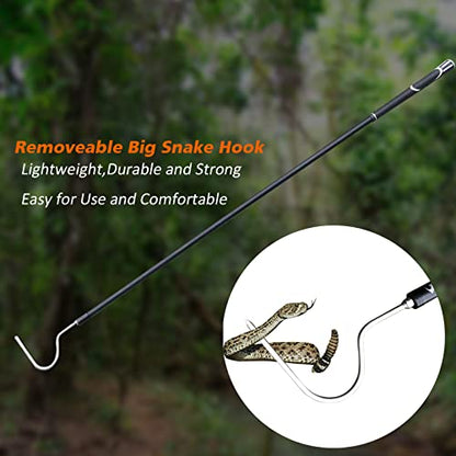 High-Carbon Snake Hook Reptile Stick Tongs Grabber Pick-up Handling Tools for Catching Controlling or Moving Snakes, 49in
