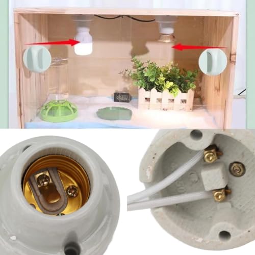 Reptile Ceramic Heat Lamp Holder E27 Socket – Adjustable Heat Light Fixture for Lizard, Tortoise, Snake & Amphibians – High Temperature, Universal | Lamp Base for Terrarium (US Plug 120V)