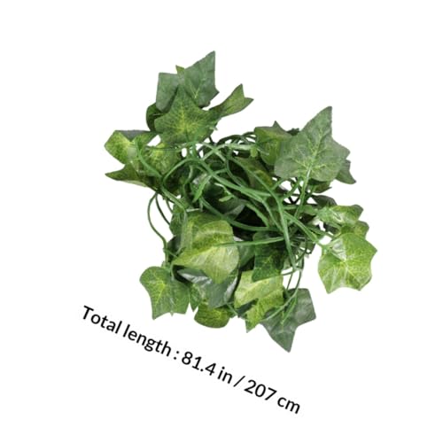 VILLCASE 8pcs Bendable Artificial Rattan Vine with Suction Cups and Long Leaf Strips, 10mm Thick Climbing Jungle Vines for Reptile Enclosure Decoration, Pet Box Decoration for Lizards,