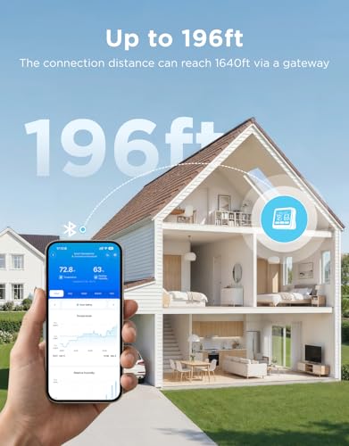 GoveeLife Bluetooth Thermometer Hygrometer, Temperature and Humidity Monitor with App Notifications, Large LCD Display, Indoor Thermometer for Home Baby Room Greenhouse 1-Pack - style: 1 Pack