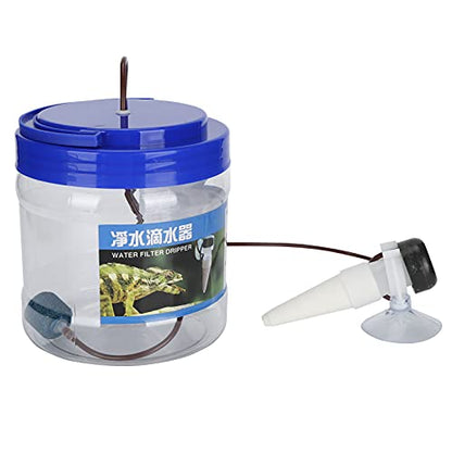 SUNGOOYUE Reptile Water Dripper Kit, Plastic Automatic Water Dispenser 1300ML Adjustable Drip Irrigation Humidifier, 60cm Tube for Gecko Lizard Chameleon