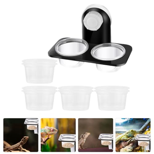 Cabilock Reptile Suction Cup Feeder Bowl Set with 10 Hanging Feeding Dishes, Dual-Compartment Water and Food Containers for Terrarium Use, Suitable for Lizards, Geckos, and Turtles