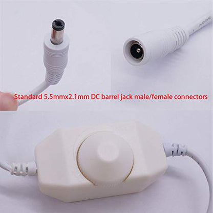 weideer 2Pcs DC12V-24V LED Strip Lights Dimmer Switch PWM Rotary Dimmer Controller Inline Dimmer Switch for LED String Lights Christmas Lights White K-018-W - color: White