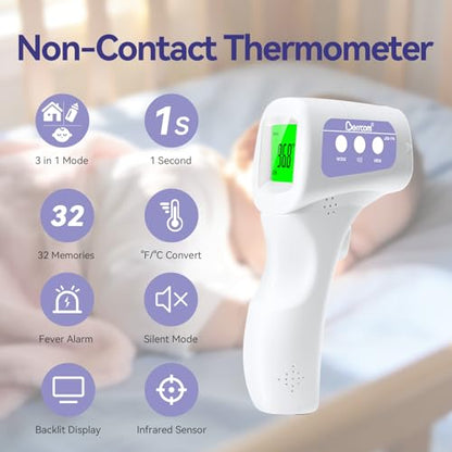 Berrcom Non-Contact Infrared Forehead Thermometer, 3-in-1 Digital Fever Check Temperature Gun for Baby Infant Kids Adults, Fast Accurate - Purple - color: purple