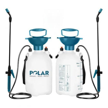 Polar Garden Pressure Sprayer - 1.32 Gallons, 2-Pack - Multipurpose Garden Sprayer - Adjustable Spray Nozzle - Extendable Wand Hose - Ergonomic Handle - Lockable Trigger Mechanism - size: Pack of 2