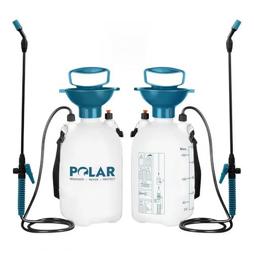 Polar Garden Pressure Sprayer - 1.32 Gallons, 2-Pack - Multipurpose Garden Sprayer - Adjustable Spray Nozzle - Extendable Wand Hose - Ergonomic Handle - Lockable Trigger Mechanism - size: Pack of 2