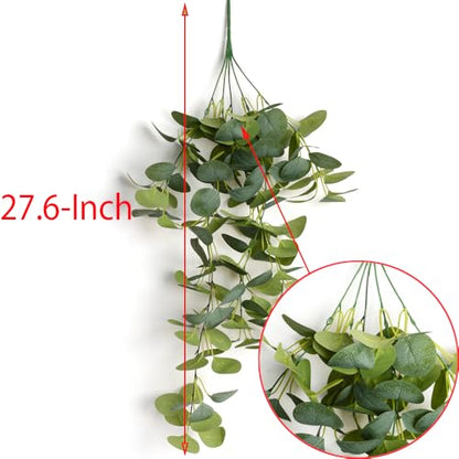 2pcs Artificial Hanging Plants Fake Eucalyptus Hanging Plant Artificial Greenery Vine Outdoor Plastic Plants (2, Green)