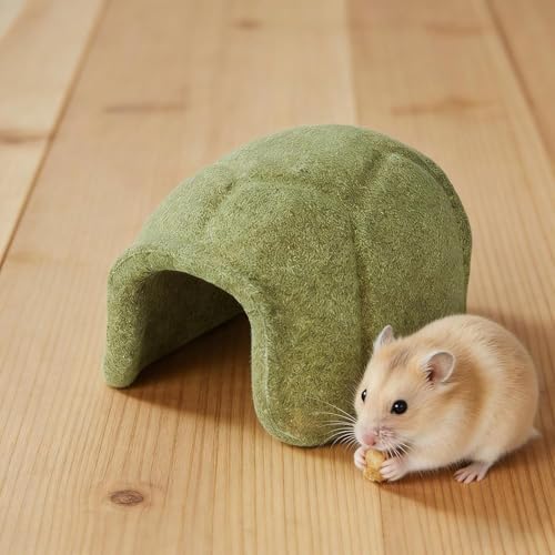 Natural Hamster Chew Toys, Turtle Shell Shape Hideaway, 5x4 Inches Wooden House with Safe Material, Eco Friendly Small Animal Shelter, Pet Cage Accessory Fun Design, Chewing Toy for Gerbil Chinchilla