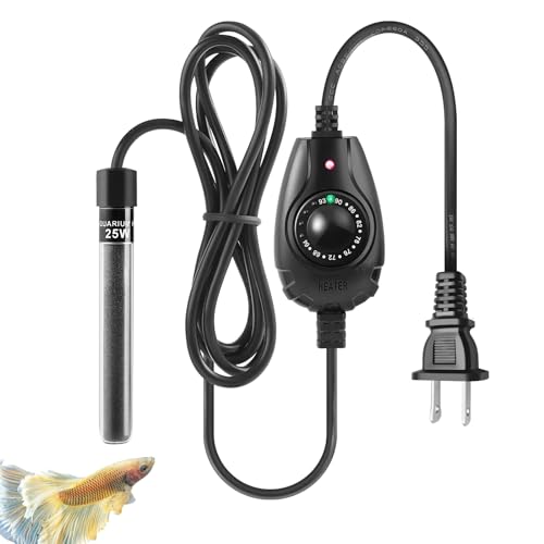 HITOP 35W Super Mini Aquarium Heater: Adjustable Heater for Small Fish Tank 4-10Gallons, with External Controller, Betta Heater for Fish Bowls(35W) - style: 35W(4-10Gal)
