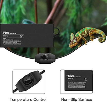 iPower 8 by 18-Inch Reptile Heat Mat with Temperature Adjustable Controller Knob, LCD Digital Aquarium Thermometer, Under Tank Warmer Terrarium Heat Pad for Reptiles and Amphibians - size: 8 X 18 Inch, style: Pad with Adjust Knob+ Thermometer