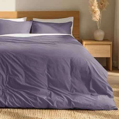 Bare Home 100% Organic Cotton Extra Long Duvet Cover Set - Crisp Percale Weave - Lightweight & Breathable - Cooling Duvet Cover Set (Twin/Twin XL, Dusty Purple) - color: 10 - Dusty Purple (No Comforter), size: Twin/Twin XL