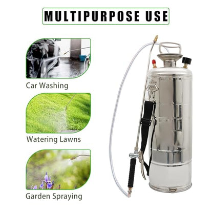 HOSTIC 1.5 Gallon Stainless Steel Sprayer Hand Pump Sprayer with Pressure Gauge Valve Adjustable Nozzle for Gardening Lawn and Cleaning - size: 1.5 Gallon