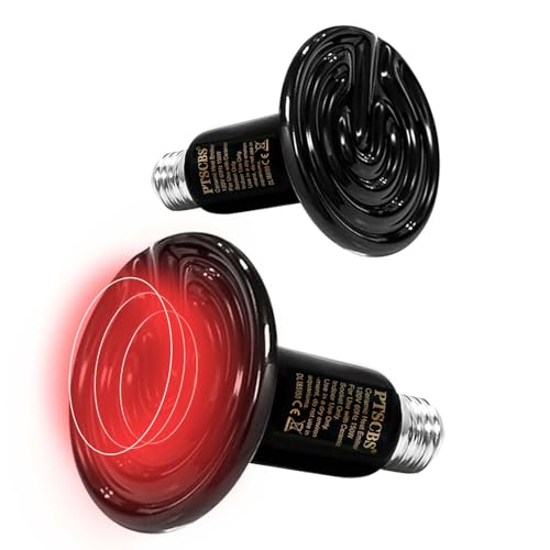 100W Reptile Heat Lamp(2 Packs)-Ceramic Heat Emitter for Reptiles Amphibian Pet Brooders Chicken Incubation, and Terrariums Turtle Lizard Bearded Dragon Snake E26 - size: 100W