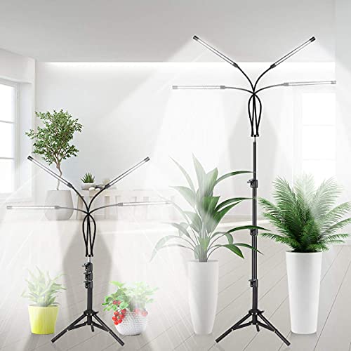 GHodec Grow Light with Stand, 5500K Full Spectrum Gooseneck Floor Plant Light for Indoor Plants Growing,5 Dimmable Levels & Auto On/Off Timer,Tripod Stand Plant Lamp Height Adjustable - size: 100Watts